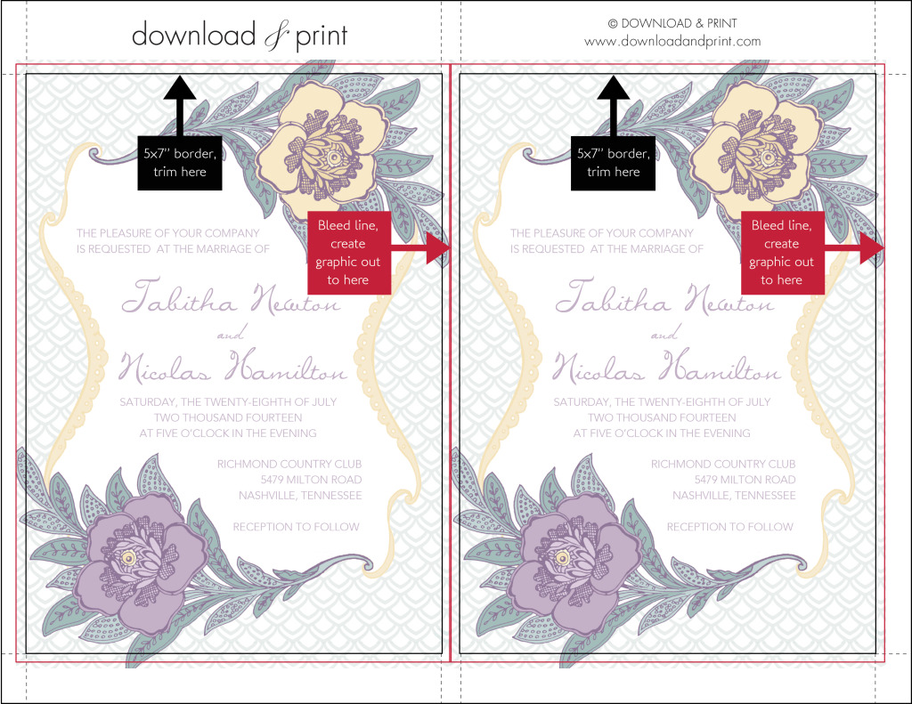 DIY invitation template with bleed from Download & Print