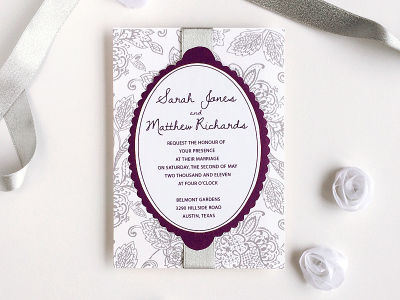 Printable Silver and Purple Elegant Wedding Invitation | Download & Print
