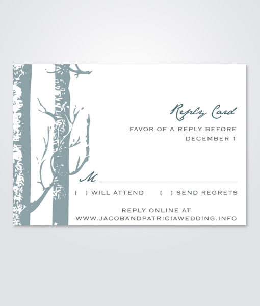 winter birch trees rsvp card rsvp online card