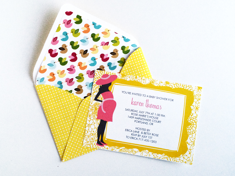 Bright baby shower invitation with custom envelope liner | Download & Print