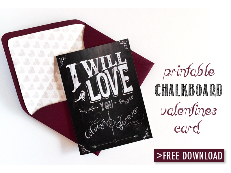 Free printable chalkboard Valentine's card | Download & Print