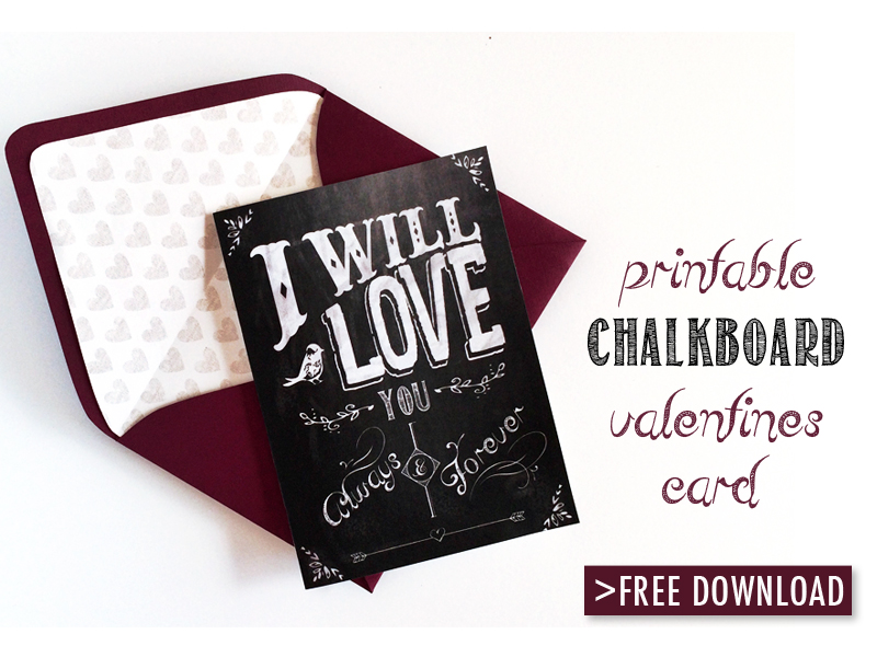 Free Printable Chalk Board Valentines Card