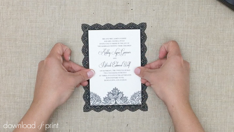 Attach wedding invitation to DIY lace doily backing card | Download & Print