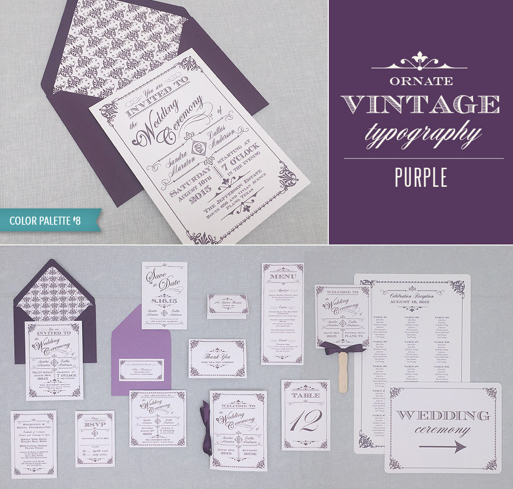 DIY Vintage Wedding Invitation Suite in Purple | Download & Print