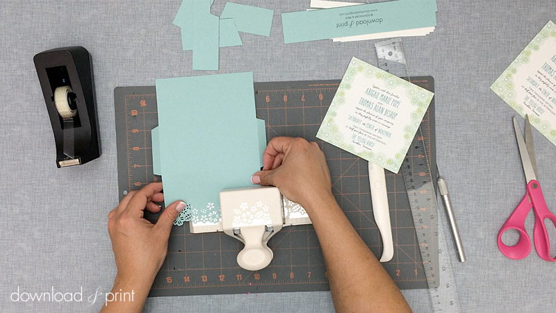 Free DIY wedding pocketfold with floral cut outs | Download & Print