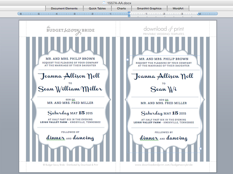 DIY wedding invitation with bold stripes | Download & Print