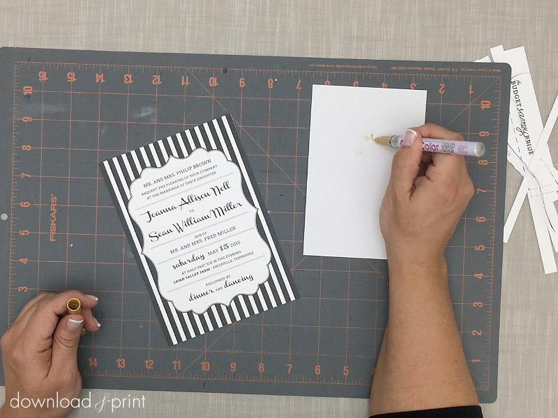 DIY faux foil stamped wedding invitations | Download & Print