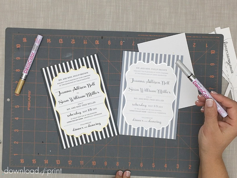 DIY gold and silver foil wedding invitations | Download & Print
