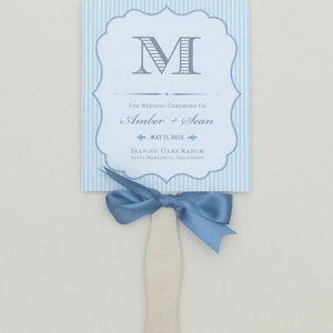 Printable vintage stripe wedding paddle fan program in 5 colors | Download & Print