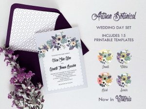 Delicate vintage floral DIY wedding invitation set | Download & Print