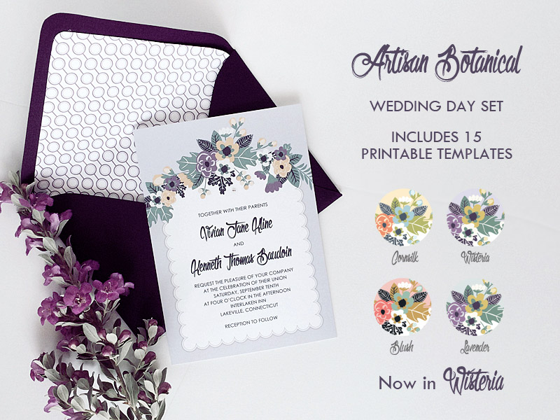 Delicate vintage floral DIY wedding invitation set | Download & Print