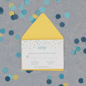 DIY wedding RSVP card with whimsical polka dots in 7 colors | Download & Print