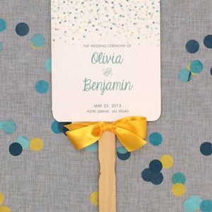 DIY paddle fan wedding program with polka dots | Download & Print