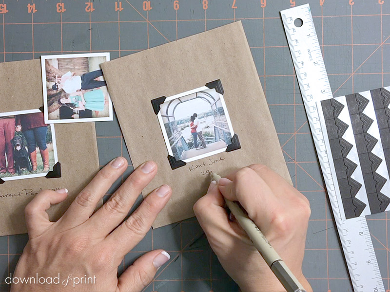 Personal your DIY vintage photo album wedding invitations with a note | Download & Print