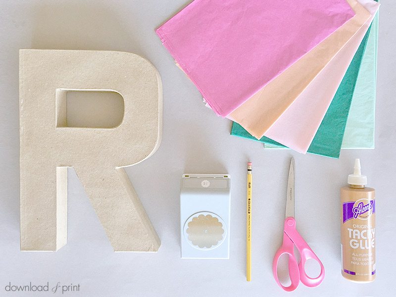 Supplies for DIY flower letters | Download & Print