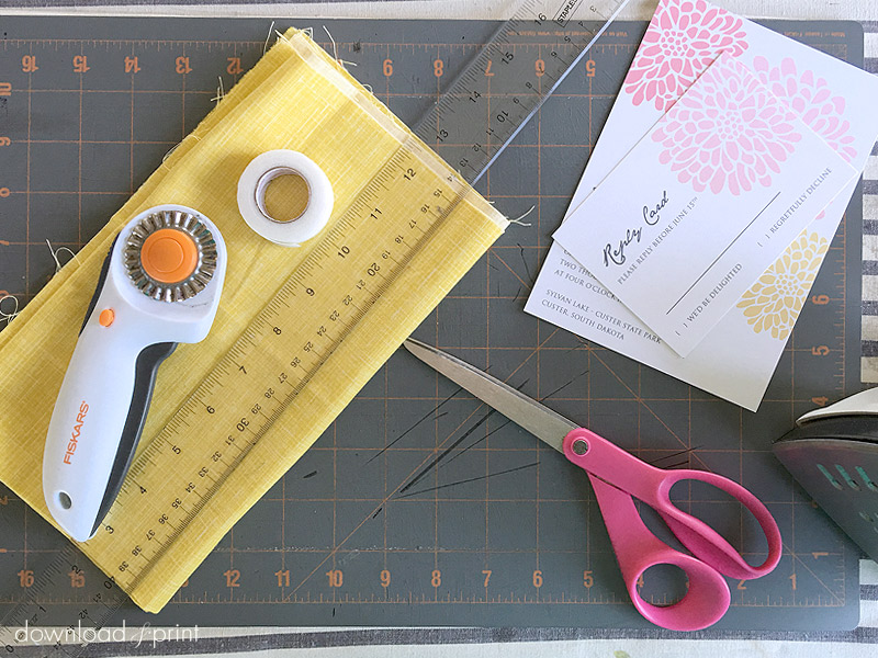 Supplies to make no-sew fabric invitation band | Download & Print