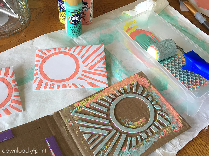 DIY painted envelopes using a craft foam stencil | Download & Print