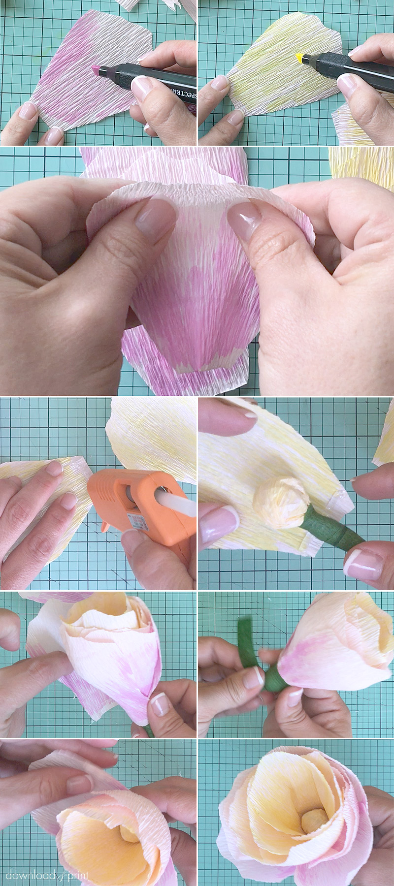 DIY crepe paper boutonniere flowers | Download & Print