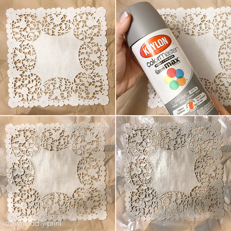 Spray paint doily for DIY envelope liner | Download & Print
