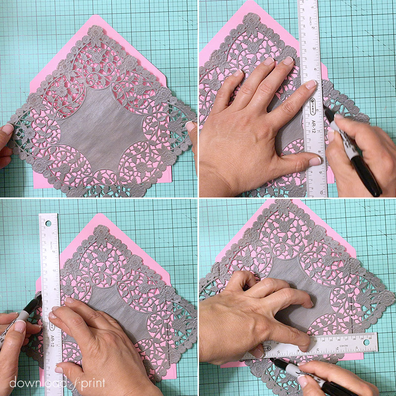 trim doily for DIY envelope liner | Download & Print