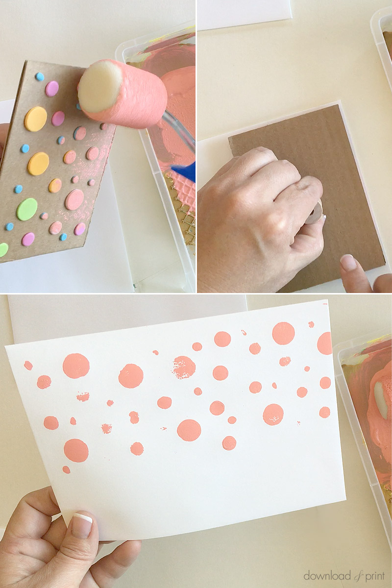 Print first color on DIY polka dot envelopes | Download & Print