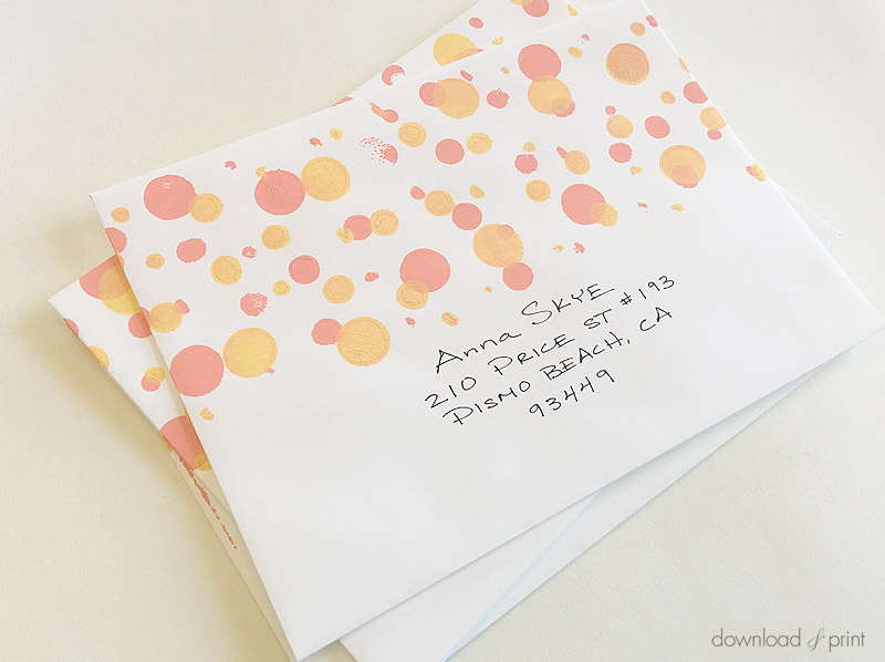 DIY polka dot printed wedding envelopes | Download & Print