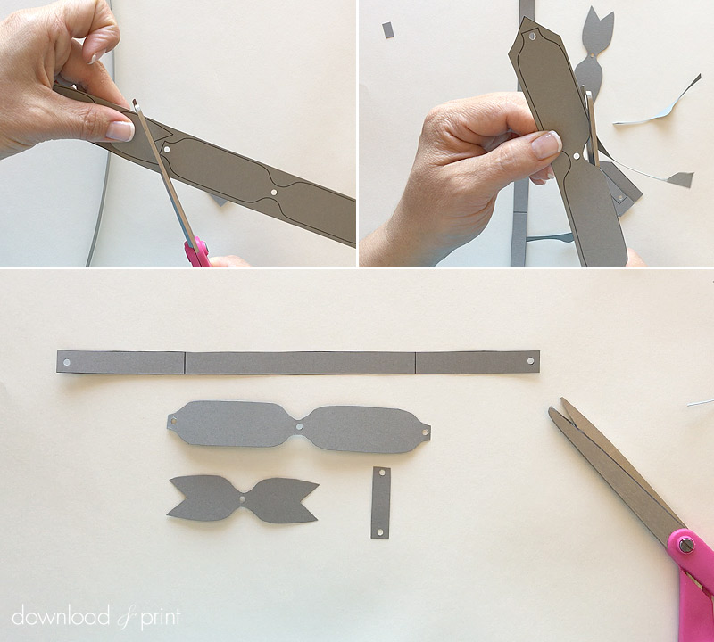 Trim the pieces for the DIY bow tie belly band | Download & Print