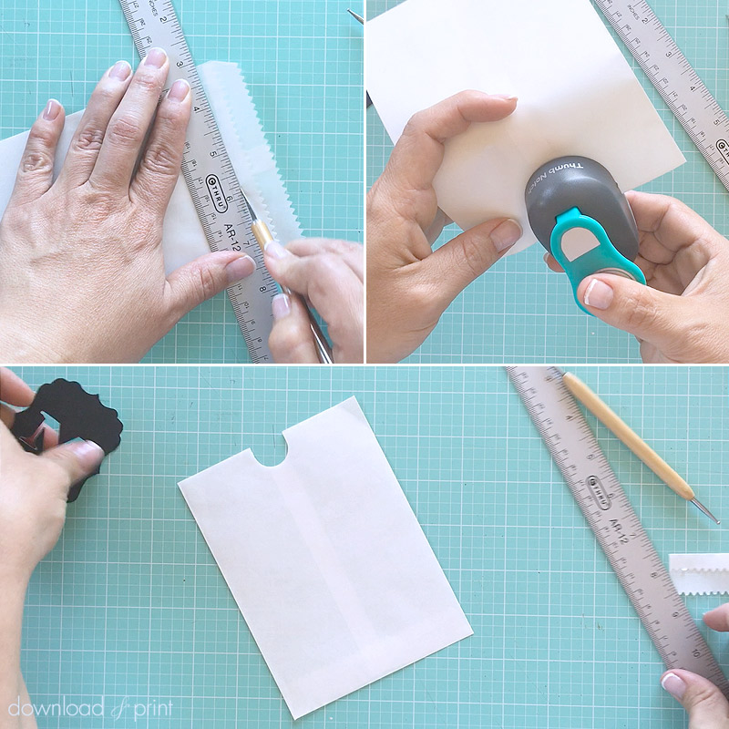 DIY monogrammed glassine treat bag pouch for wedding invitation | Download & Print