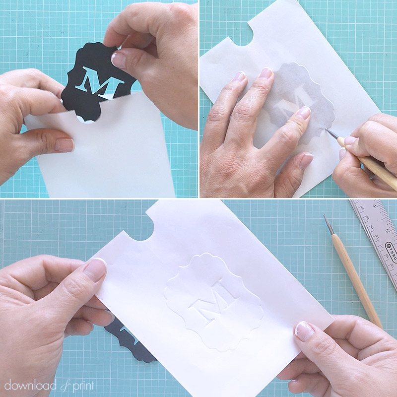 DIY monogram RSVP pouch | Download & Print