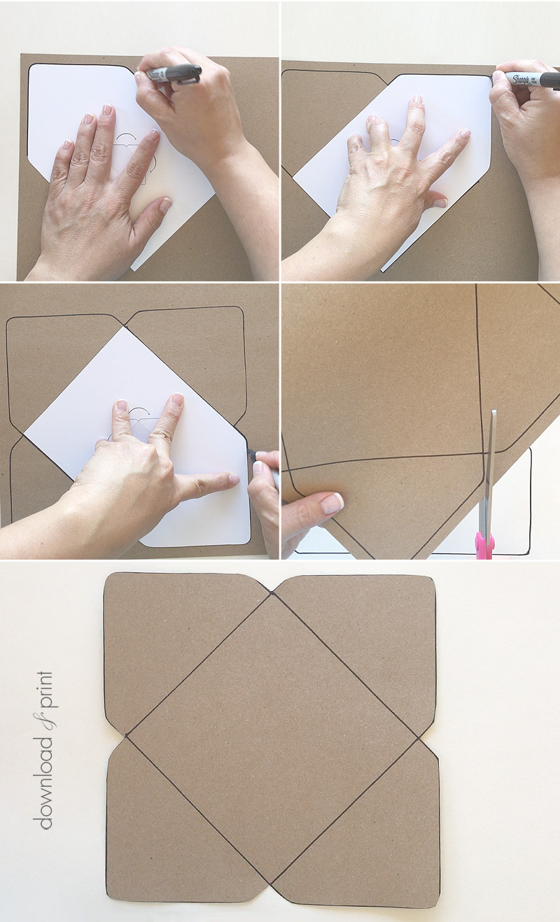 trace free pouchette template onto 12 x 12" paper | Download & Print