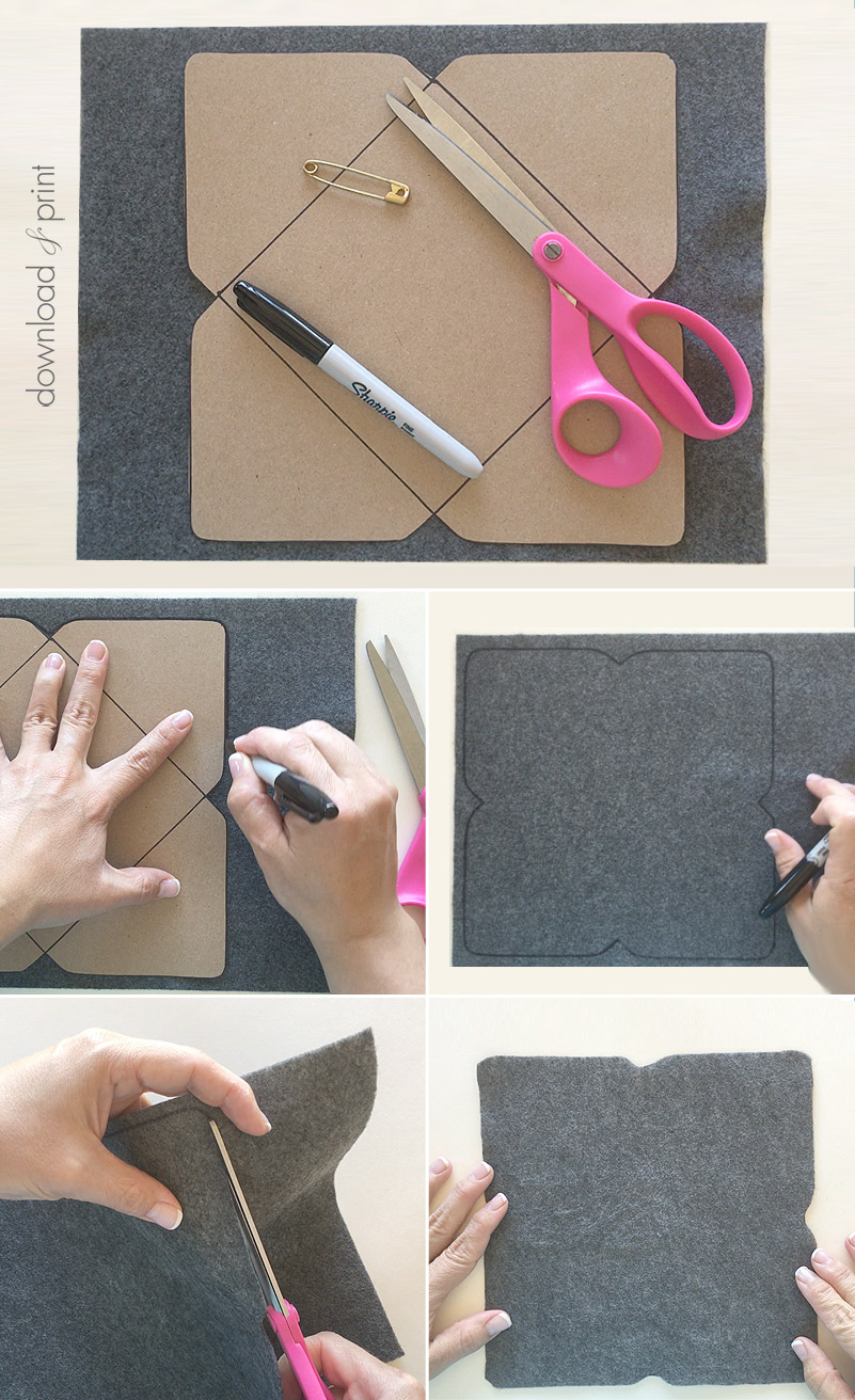 Trace pouchette template onto felt | Download & Print