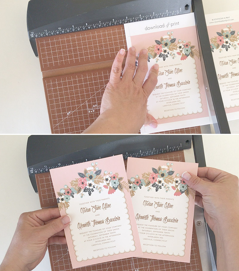 Trim DIY floral wedding invitation | Download & Print