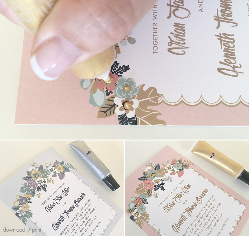 Add gilded gold elements to DIY wedding invitation | Download & Print