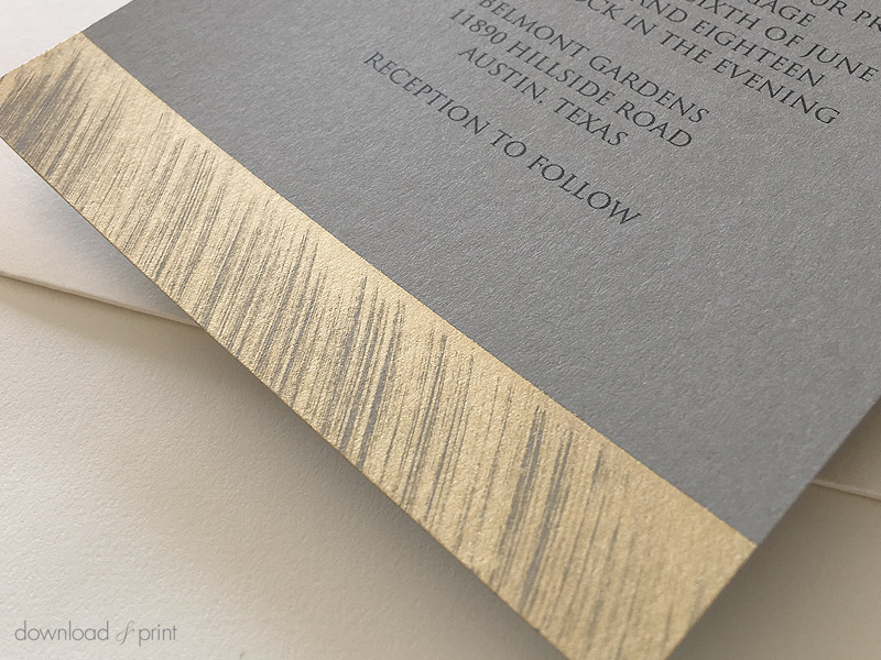 Metallic gold DIY wedding invitation | Download & Print