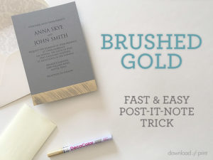 Free Brushed Gold DIY Wedding Invitation | Download & Print