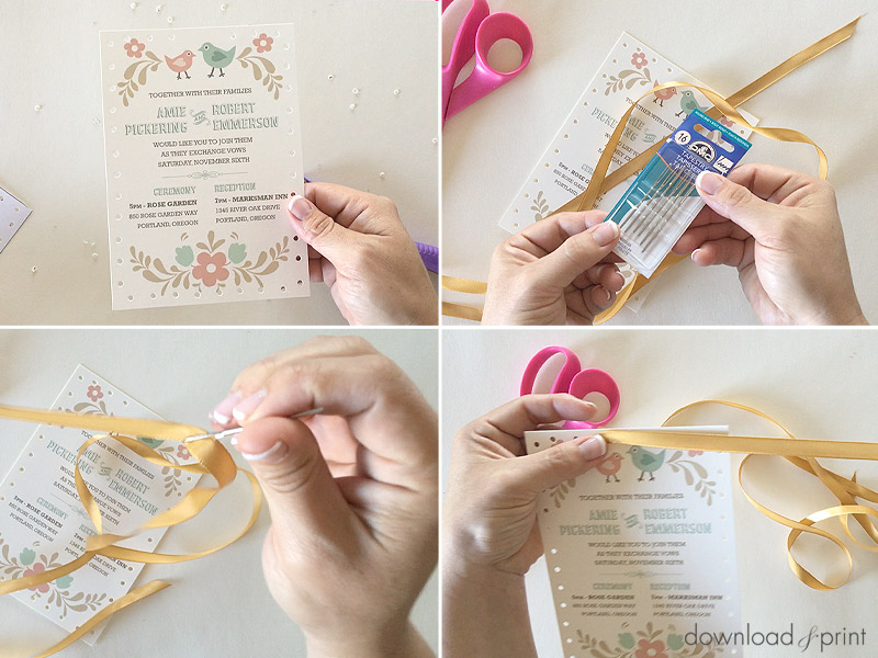 DIY handstitch folksy wedding invitation | Download & Print