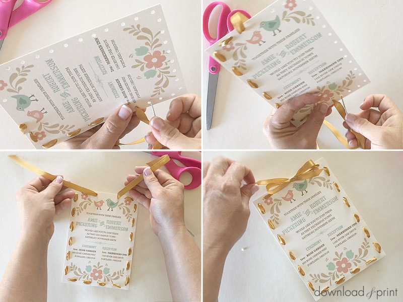 DIY handstitch folksy wedding invitation | Download & Print