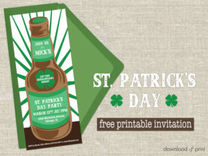 Free beer bottle St. Patrick's invitation | Download & Print
