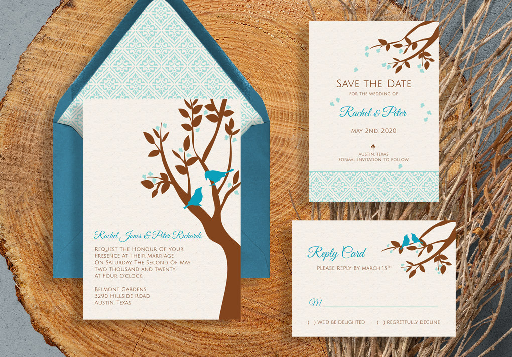 Love Birds DIY Wedding Invitations by Download & Print