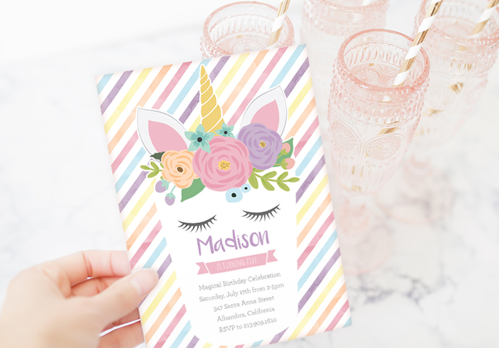 Unicorn Printable Party Invitation