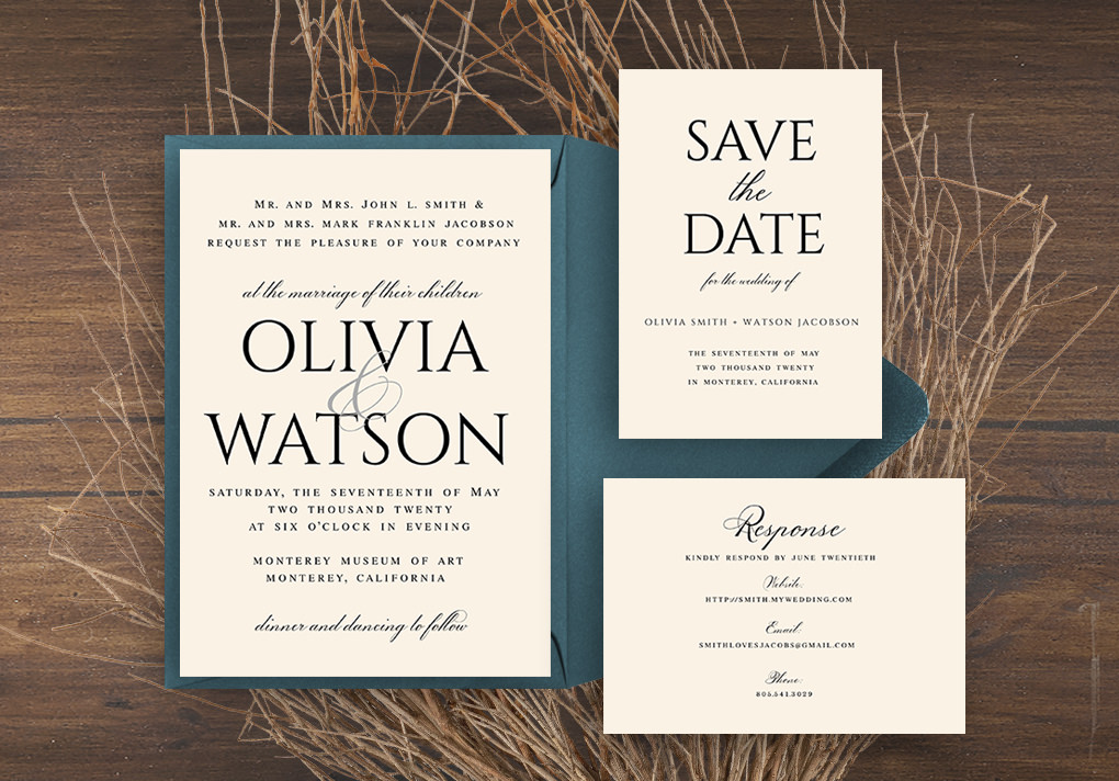 DIY Formal Wedding Invitations with Elegant Typography Design
