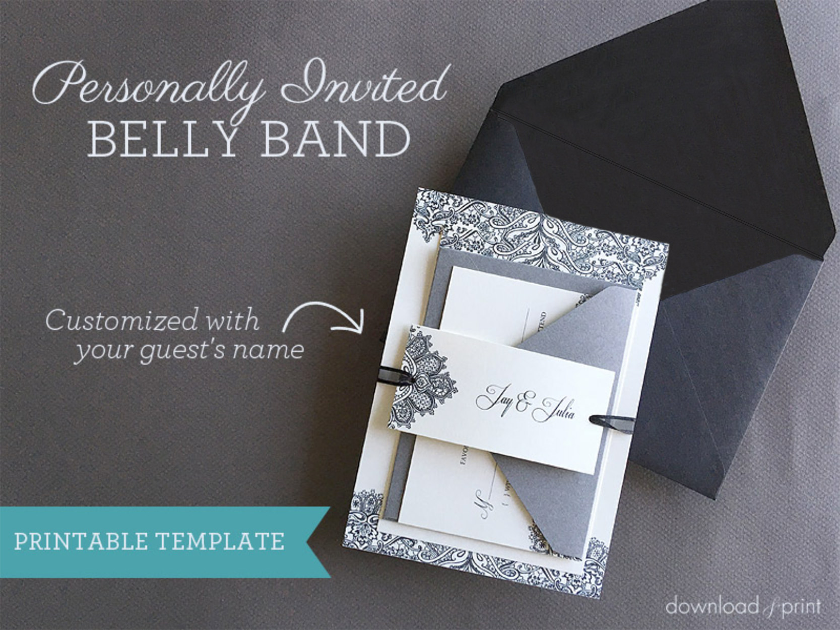 Diy Wedding Invitation Belly Band With Guest Names