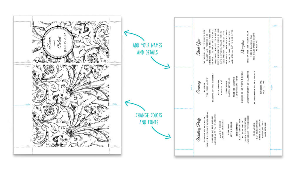 Accordian Fold DIY Wedding Program